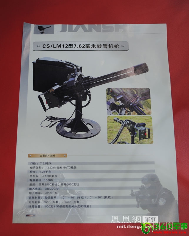 中国新型六管机枪亮相 最大射速可达6000发/分